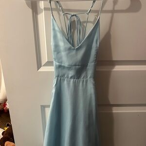 Blue Satin Mini Dress